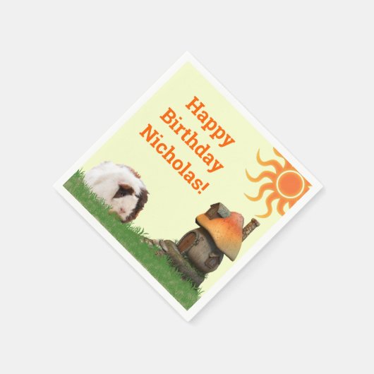 Verjaardag van het kind Guinee Pig Mushroom House Servet (Hoek)
