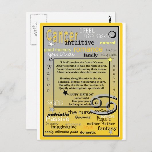 VERJAARDAG VAN KANKER BRIEFKAART (Voorkant / Achterkant)