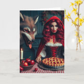 Verjaardag van Little Red Big Bad Wolf Kaart (Gele Bloem)