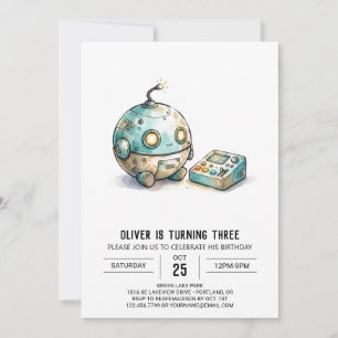 Verjaardag van Little Sketch Robot Kaart