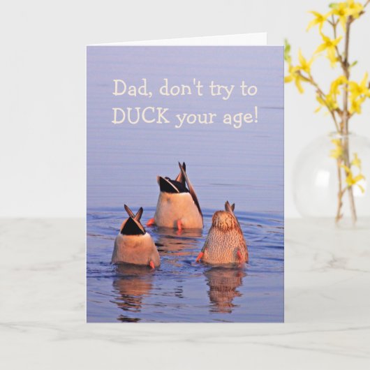 Verjaardag van papa en eend kaart (Gele Bloem)