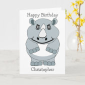 Verjaardag van Rhino Design Kaart (Gele Bloem)