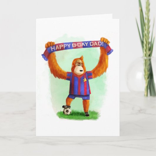 Verjaardag van vader Football Orangutan Kaart (Voorkant)