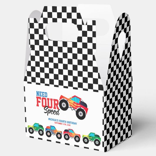 Verjaardag van vier snelheidsmonstervrachtwagen no bedankdoosjes (Geopend)