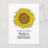 verjaardag van zonnebloem , uitnodiging briefkaart (Voorkant)