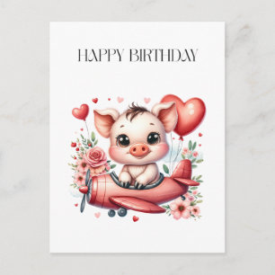 Verjaardag varken piloot briefkaart