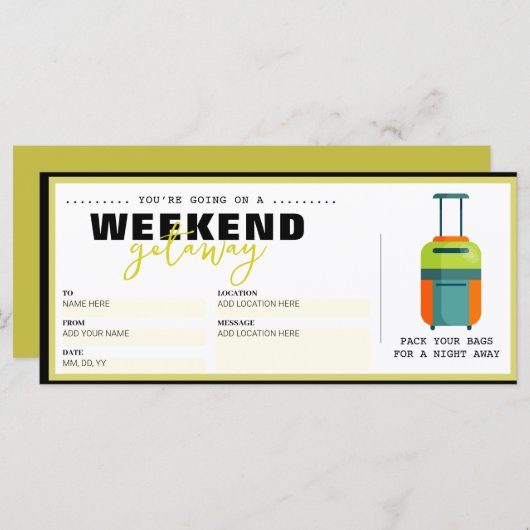 Verjaardag Verrassing Reiscadeaubon (Voorkant / Achterkant)