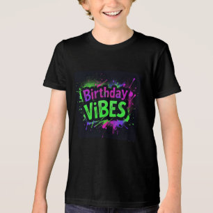 Verjaardag Vibes Neon Splatter Boys Tri-Blend Shirt