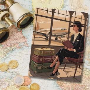 Verjaardag Vintage Reis Luchthaven Chic Elegant Feestdagenkaart