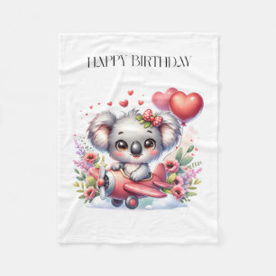 Verjaardag vliegende koala fleece deken