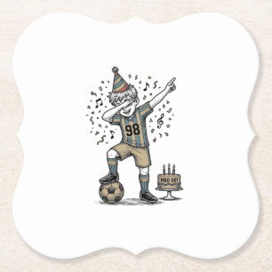 Verjaardag Voetbal Jongen Dab Vintage Gravure Shir Kartonnen Onderzetters