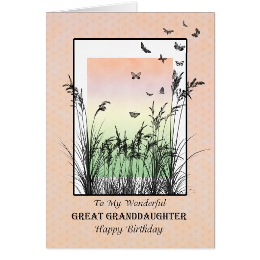 Verjaardag voor de achterkleindochter, met vlinder (Voorkant)