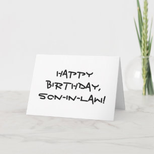 Verjaardag voor een schoonzoon, zwarte letters op kaart