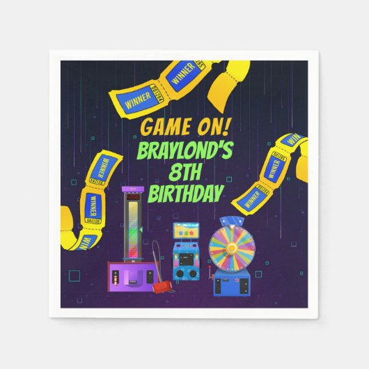 Verjaardag voor gamen en arcadespelletjes servet (Voorkant)
