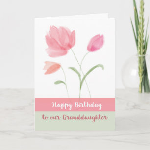 Verjaardag voor onze kleindochter roze bloemen kaart