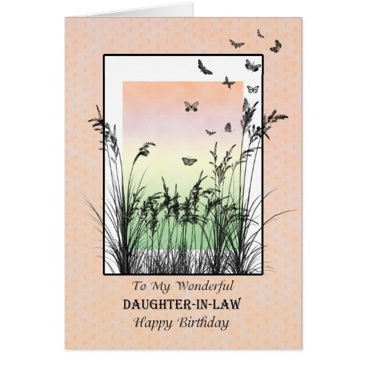 Verjaardag voor schoondochter, met vlinders (Voorkant)