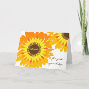 Verjaardag voor Vriend, Heldere Zonnebloemen Kaart