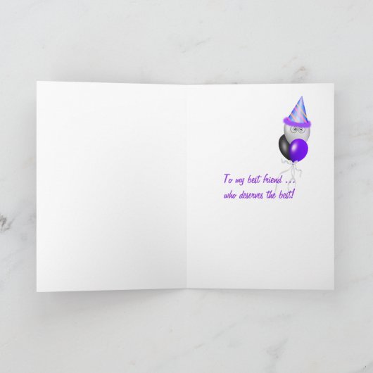 Verjaardag voor vriend-wijnglas kaart (Binnen)