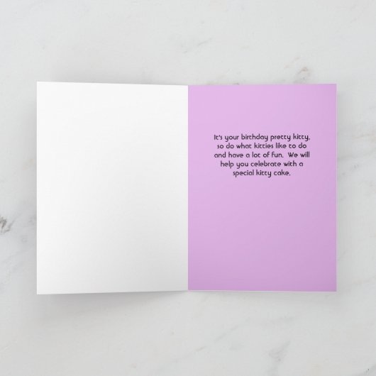 Verjaardag voor Witte Kat Kaart (Binnen)