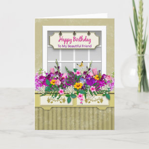 Verjaardag, Vriend, Bloemen in de Doos van het Kaart