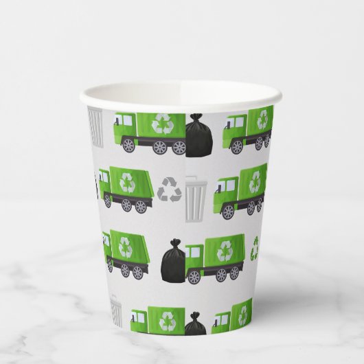 Verjaardag vuilniswagen papieren bekers (Links)