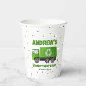 Verjaardag vuilniswagen papieren bekers (Achterkant)