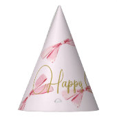 Verjaardag Waterverf Bow Schattige Roze Feesthoedjes (Links)
