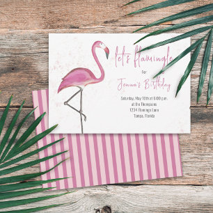 Verjaardag Waterverf Eenvoudige roze flamingo Kaart