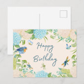 Verjaardag Waterverf Hydrangea Bloemen Briefkaart (Voorkant / Achterkant)