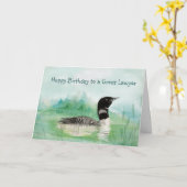 Verjaardag Waterverf Loon Bird Natuur Art Kaart (Gele Bloem)