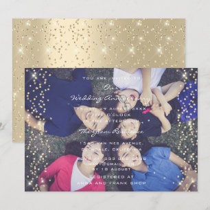 Verjaardag Weddo Foto Familie Sepia Gold Confetti Kaart