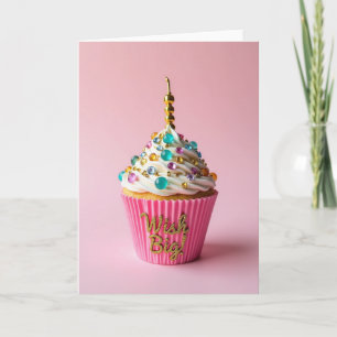 Verjaardag Wens Glitter Cupcake Kaart