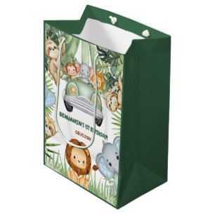 Verjaardag Wilde Een Tropische Jungle Dieren Medium Cadeauzakje
