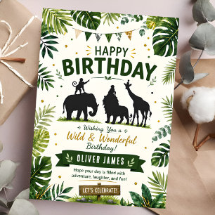 Verjaardag Wilde Jungle Dieren Kaart