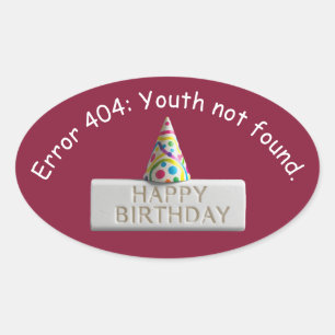 Verjaardag Wisser: Fout 404 Jeugd Niet Gevonden Ovale Sticker