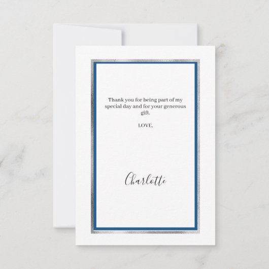 Verjaardag wit blauw elegant bedankkaart