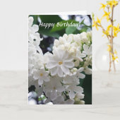 Verjaardag Wit Lila Kaart (Gele Bloem)