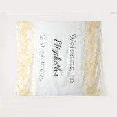 Verjaardag witte gouden glitter naam elegante welk wandkleed (Voorkant (horizontaal))