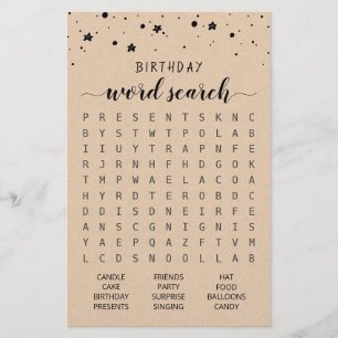 Verjaardag Woord zoekspel Verjaardagsfeest