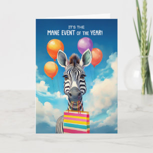 Verjaardag Zebra MANE Event met ballonnen Kaart