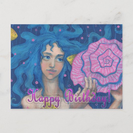 "Verjaardag" zeemeermin onderwaterfantasie Briefkaart (Voorkant)