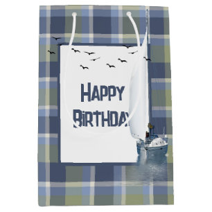 Verjaardag zeilboot op Plaid Medium Cadeauzakje