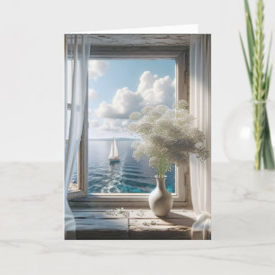 Verjaardag zeilboot Uitzicht in raam Kaart