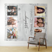 Verjaardag zilveren foto collage beste vrienden wandkleed (In Situ (horizontaal))