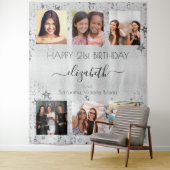 Verjaardag zilveren foto collage beste vrienden wandkleed (In situ)