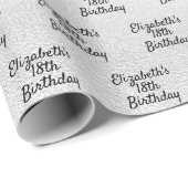 Verjaardag zilveren naam elegant cadeaupapier (Rol Hoek)