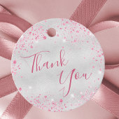 Verjaardag zilveren roze sprankelingen bedankt bedankjes labels