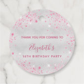 Verjaardag zilveren roze sprankelingen bedankt bedankjes labels (Achterkant)