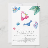 Verjaardag Zomer Pool Party Uitnodiging (Voorkant)