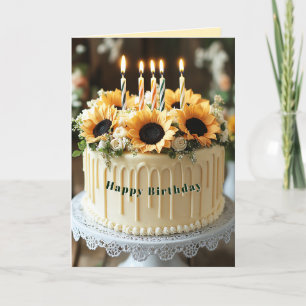 Verjaardag Zonnebloemen Kaarsen Kaart